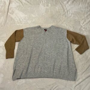 Vince Camuto Gray and Tan Crewneck Sweater 2X